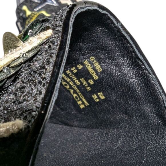 Coach Rexy Sport Slide Black Glitter Embellished Dinosaur Applique Sandals Sz 5 - Picture 4 of 6